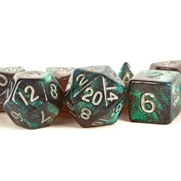 Gray/Silver Stardust Acrylic Polyhedral Dice Set