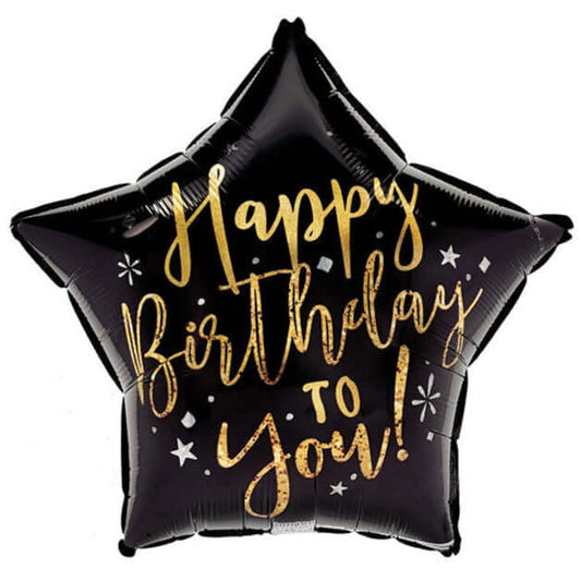 17" Happy Birthday to You Black Star Balloon