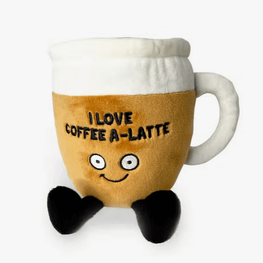 "I Love Coffee A Latte" Embroidered Coffee Plush