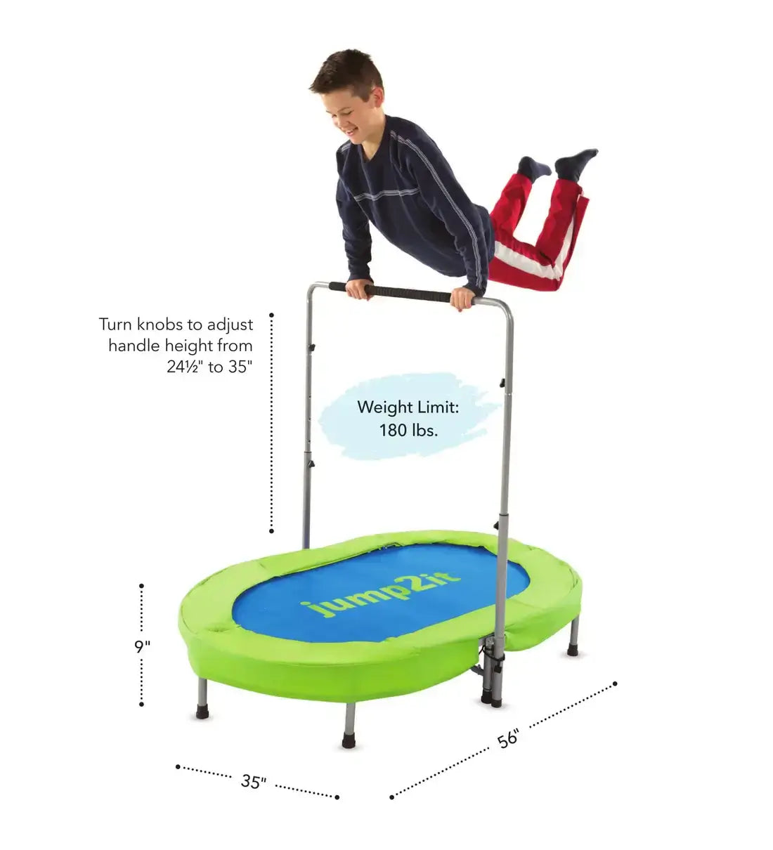 Jump2It Indoor Trampoline with Adjustable Handle