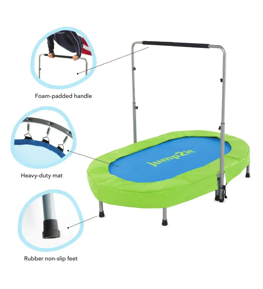 Jump2It Indoor Trampoline with Adjustable Handle