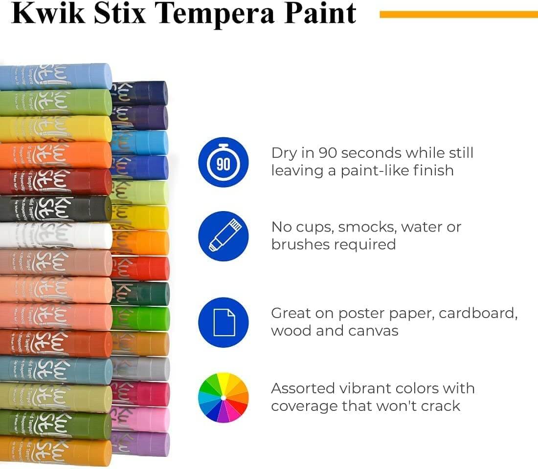 KwikStix Tempera Paint- Art Set 30 Colors Paint Sticks