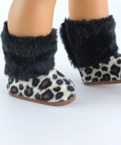 Leopard Print Furry Boots For 18" Dolls