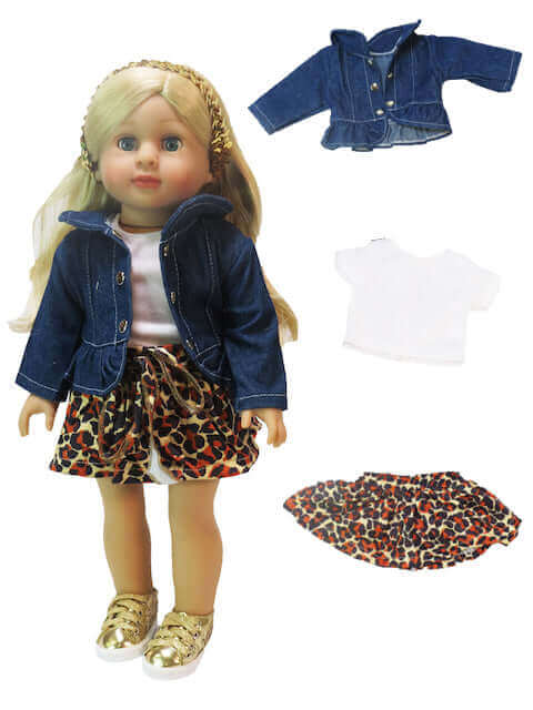 Leopard Skirt Set For 18" Dolls