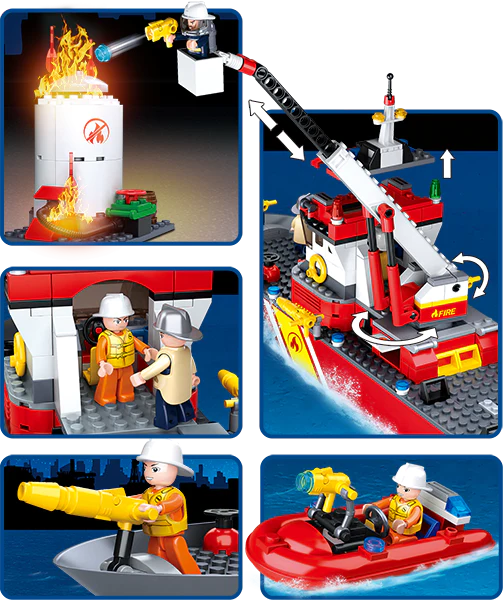 Fire Boat and Oil Tank Sluban Building Brick Kit (429 Pcs)