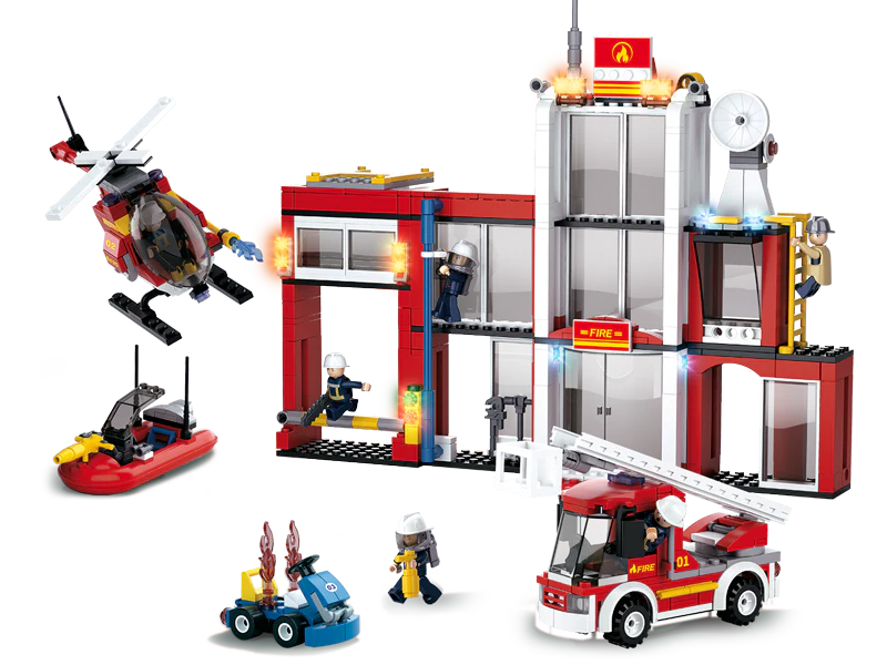 Fire Station Building Brick Kit (612 Pcs)