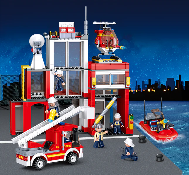 Fire Station Building Brick Kit (612 Pcs)