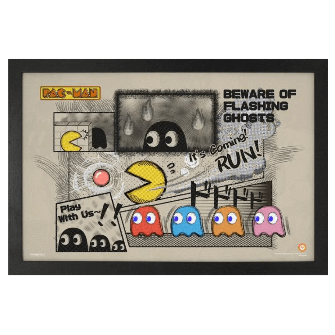 Pac-Man - Beware of Flashing Ghosts Framed Print