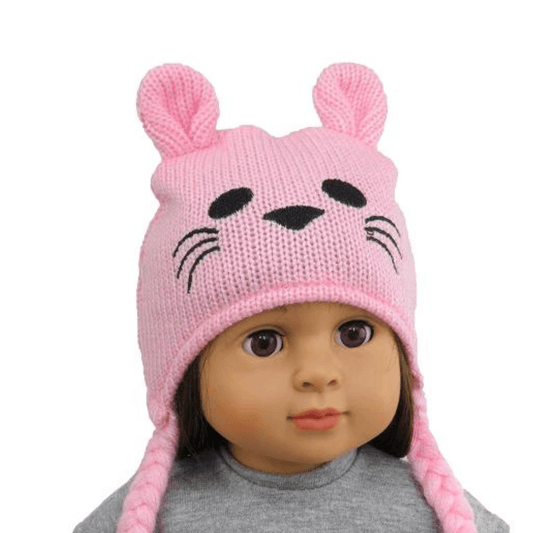 Pink Bunny Beanie for 18" Dolls