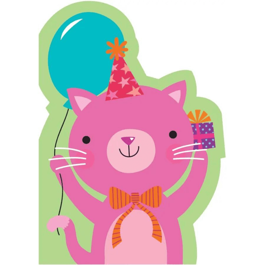 Pink Cat Birthday Card