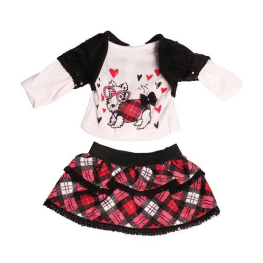 Plaid Glamour Puppy Outfit For 18" Doll