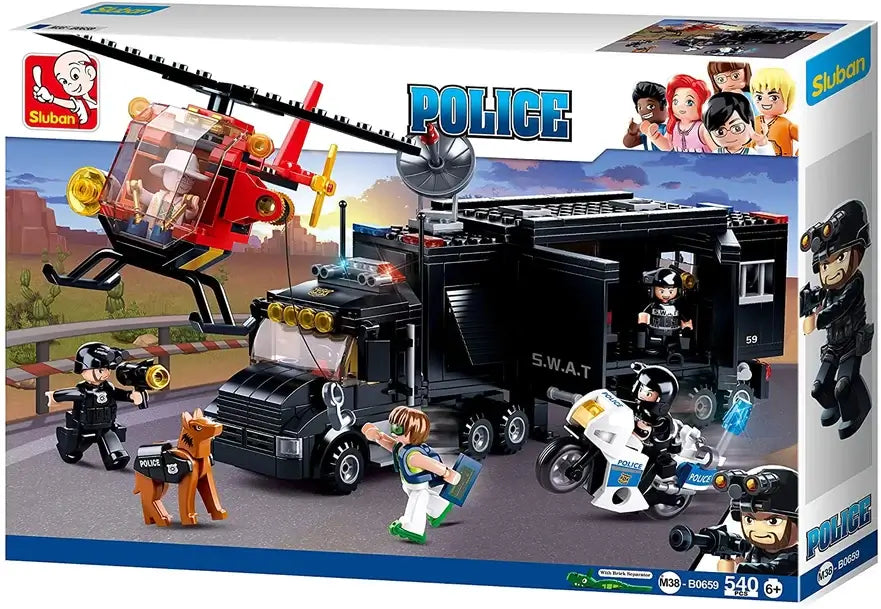 Police Swat Command Vehicle Sluban Building Brick Kit (540 Pcs)