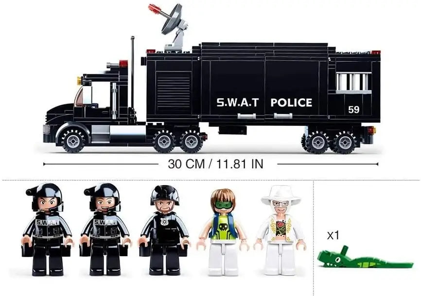 Police Swat Command Vehicle Sluban Building Brick Kit (540 Pcs)