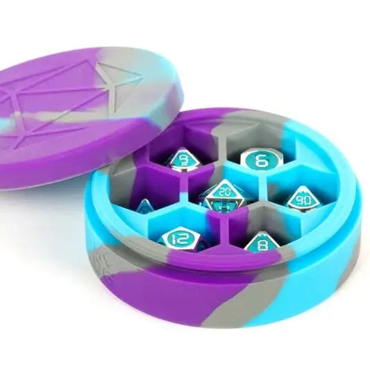 Purple and Blue Silicone Round Dice Case