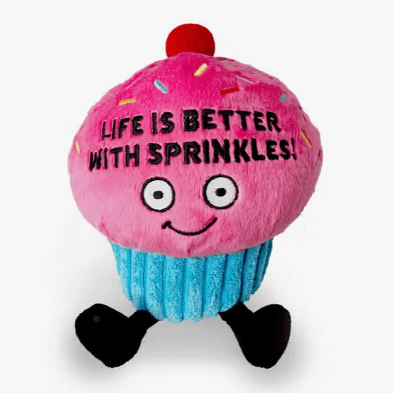 Plush Cupcake Plush embroidered with "Life Is Better with Sprinkles"