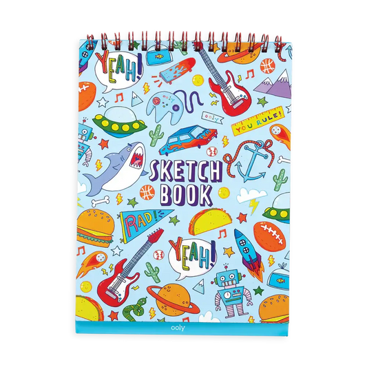 Blue Standing Sketchbook with a myriad of "masculine" doodles