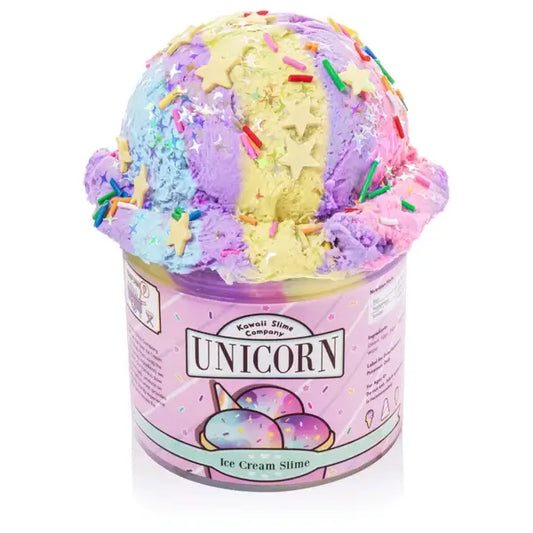 Unicorn Scented Ice Cream Pint Slime With Decorative Scoop on top