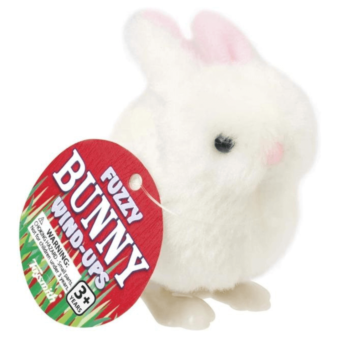 White Fuzzy Bunny Easter Wind Up