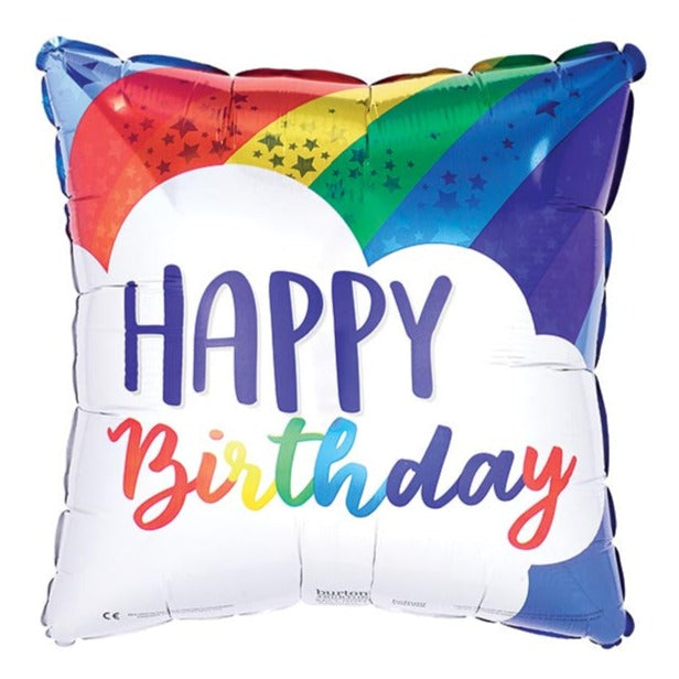 17" Birthday Rainbow Square Balloon