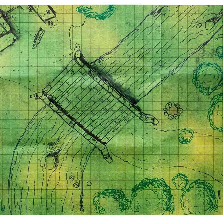 BattleMap: Grasslands battle map for DnD for tabletop role playing games