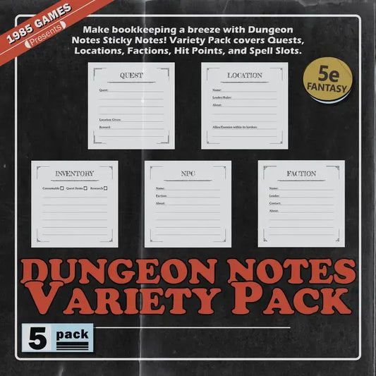 Dungeon D&D Sticky Notes - Variety Pack for tabletop role playing games