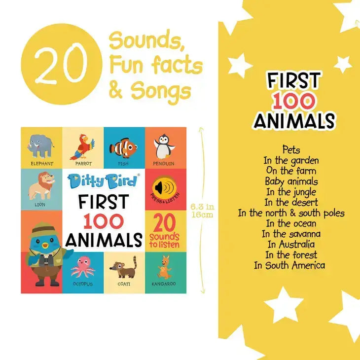 First 100 Animals - Ditty Bird Sound Board Book