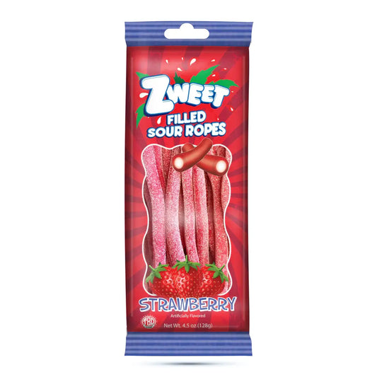 Sour Strawberry Filled Ropes Candy
