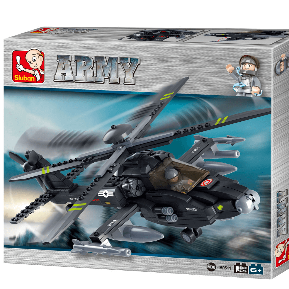 AH-64 "Apachi" Helicopter Sluban Building Brick Kit (293 Pcs) 