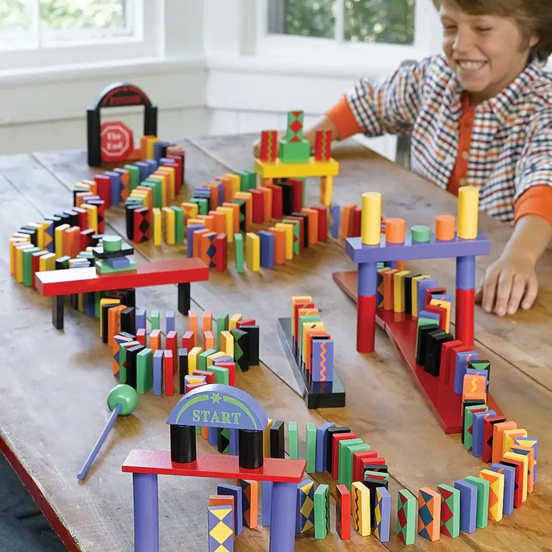 Classic 255-Piece Wooden Domino Race Set