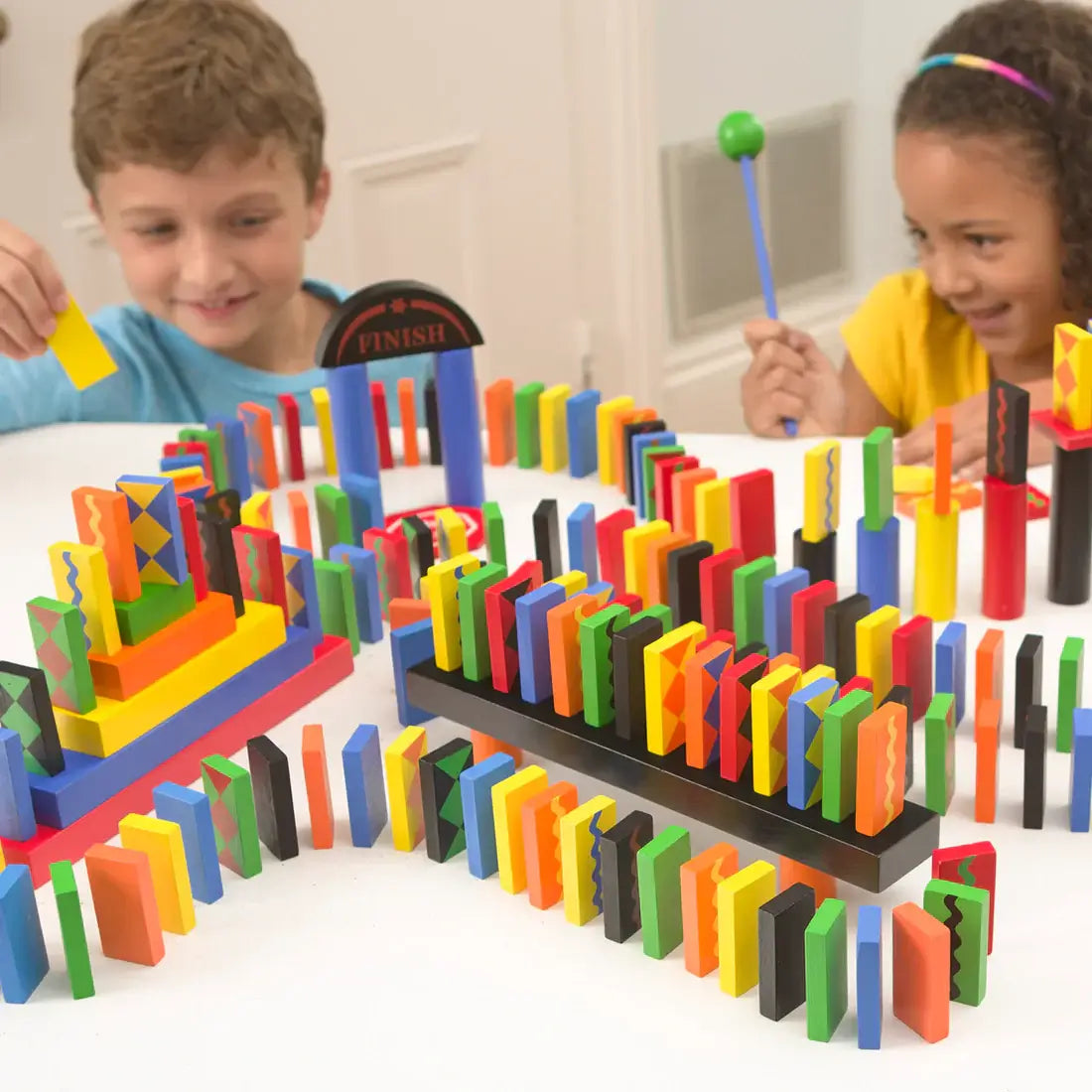 Classic 255-Piece Wooden Domino Race Set