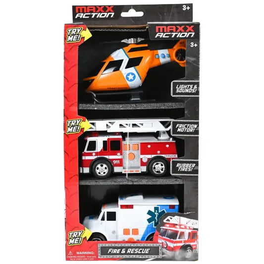 Maxx Action Mini Rescue Vehicles 3 pack