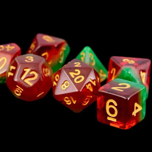  16mm Resin Polyhedral Set - Watermelon For Tabletop Gaming
