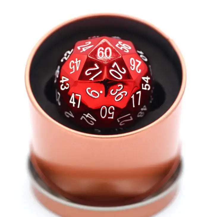 Titan's Fist Metal D60 Dice - Red w/ White For Tabletop RPG