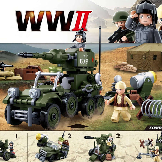 WWII 4-in-1 Army Gift Box Building Brick Kit (353 pcs)